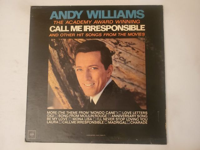 Andy Williams Call Me Irresponsible and Other Hit Songs from the Movies vinyl record
