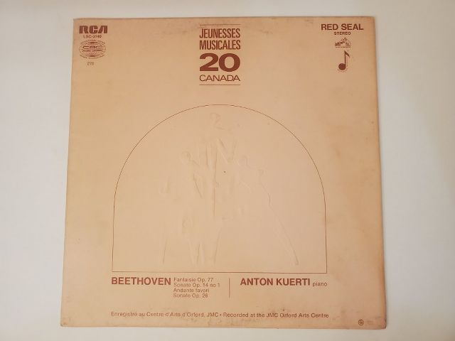 Anton Kuerti Jeunesses Musicales 20 Canada vinyl record