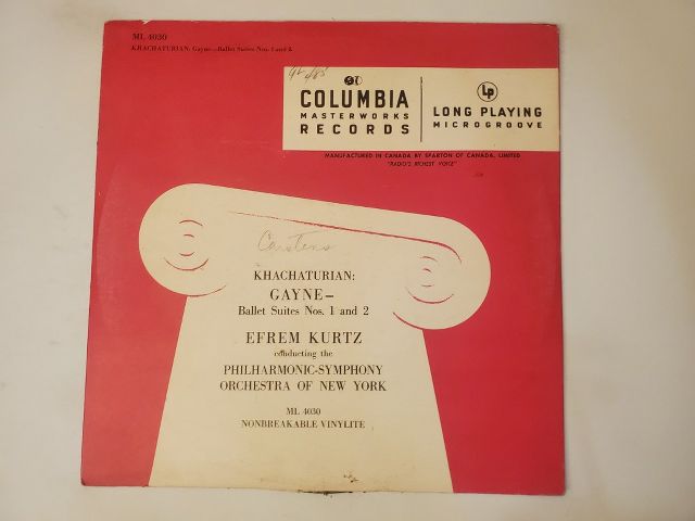 Efrem Kurtz conducting the Philharmonic-Symphony Orchestra of New York Khachaturian: Gayne - Ballet Suites Nos. 1 and 2 vinyl record