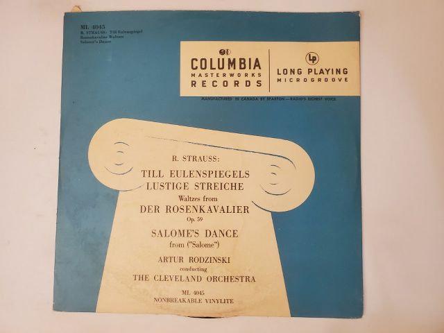 The Cleveland Orchestra conducted by Artur Rodzinski R. Strauss: Till Eulenspiegel, Rosenkavalier Waltzes, Salome's Dance vinyl record