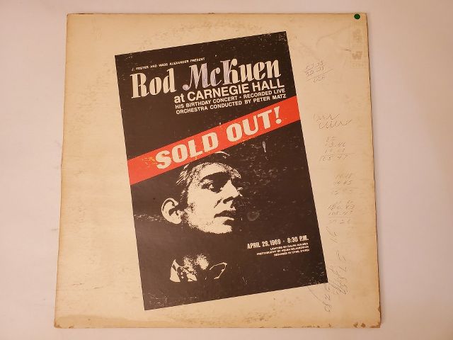Rod McKuen Sold Out at Carnegie Hall vinyl record