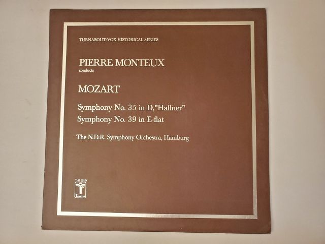 Pierre Monteux Mozart: Symphony No. 35 in D, 'Haffner'; Symphony No. 39 in E-flat vinyl record