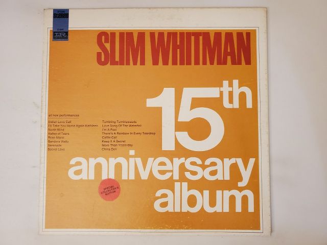 Slim Whitman 15th Anniversary Album vinyl record