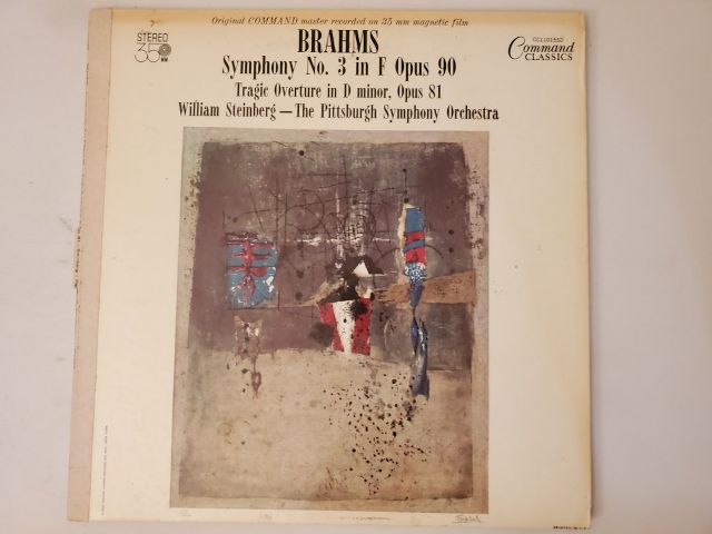 William Steinberg; The Pittsburgh Symphony Orchestra Brahms: Symphony No. 3 in F Opus 90; Tragic Overture in D minor, Opus 81 vinyl record