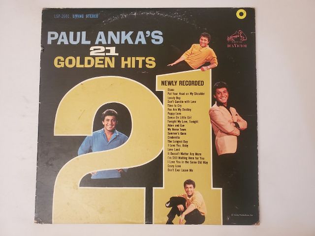 Paul Anka 21 Golden Hits vinyl record