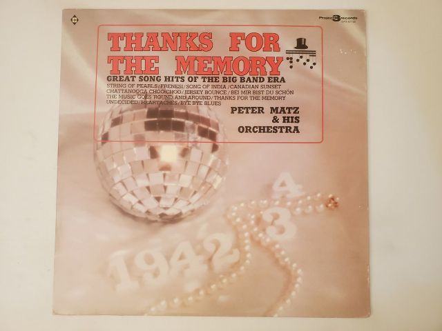 Peter Matz & His Orchestra Thanks for the Memory vinyl record