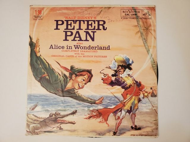 Original Casts of the Motion Pictures Walt Disney's Peter Pan also Alice in Wonderland vinyl record