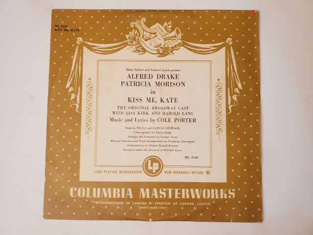 Alfred Drake Patricia Morison Kiss Me, Kate vinyl record