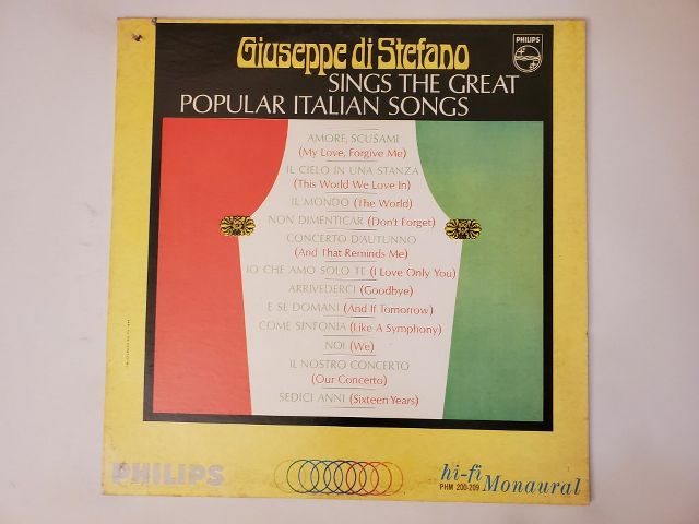 Giuseppe Di Stefano Sings the Great Popular Italian Songs vinyl record