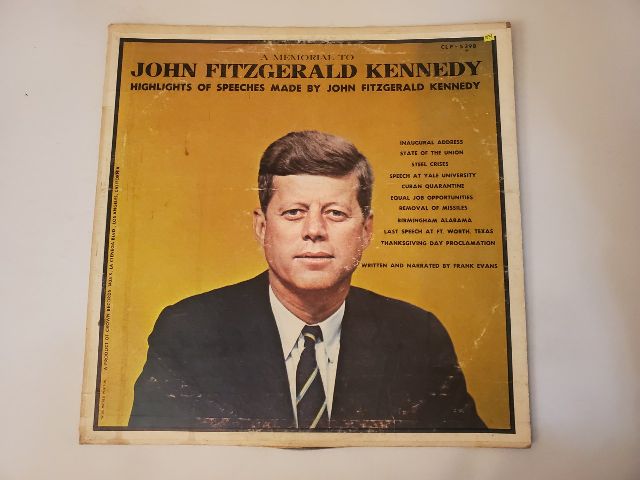 Frank Evans A Memorial to John Fitzgerald Kennedy: Highlights of Speeches Made by John Fitzgerald Kennedy vinyl record