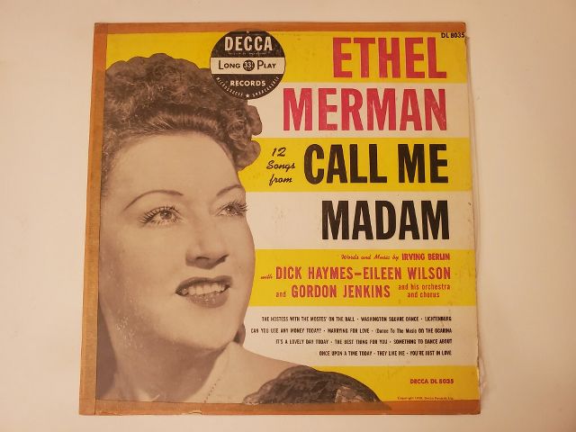 Ethel Merman 12 Songs from Call Me Madam vinyl record