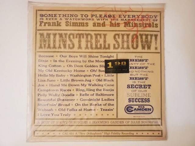 Frank Simms and His Minstrels Minstrel Show vinyl record