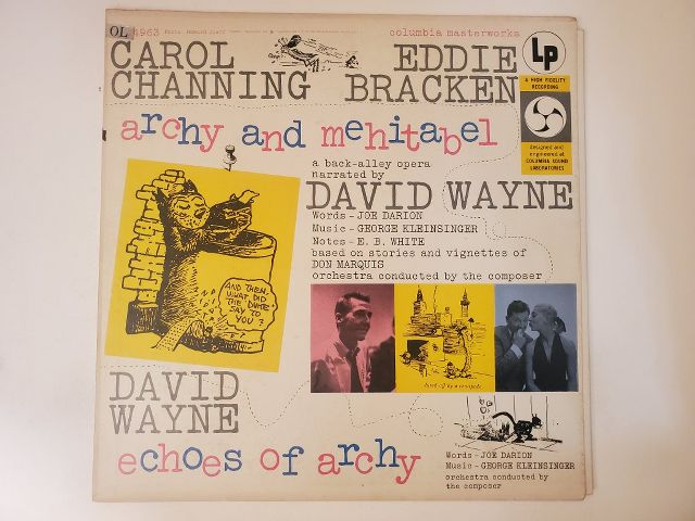 Carol Channing, Eddie Bracken, David Wayne Archy and Mehitabel vinyl record