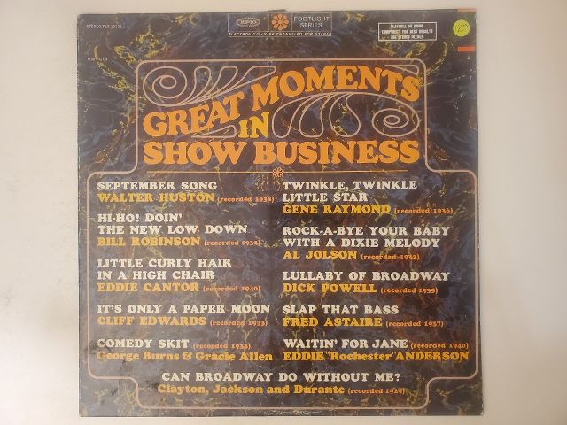 Various Artists Great Moments in Show Business vinyl record