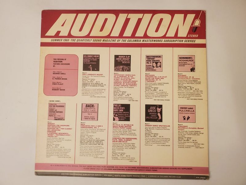 Various Audition: Summer 1966 - The Quarterly Sound Magazine of the Columbia Masterworks Subscription Service vinyl record