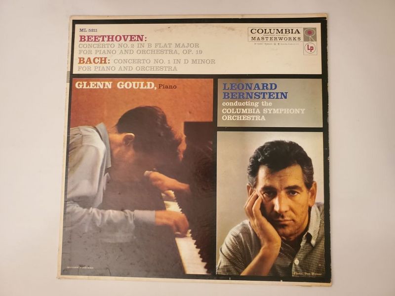 Glenn Gould, Leonard Bernstein (conducting the Columbia Symphony Orchestra) Beethoven: Concerto No. 2 in B Flat Major for Piano and Orchestra, Op. 19 / Bach: Concerto No. 1 in D Minor for Piano and Orchestra vinyl record