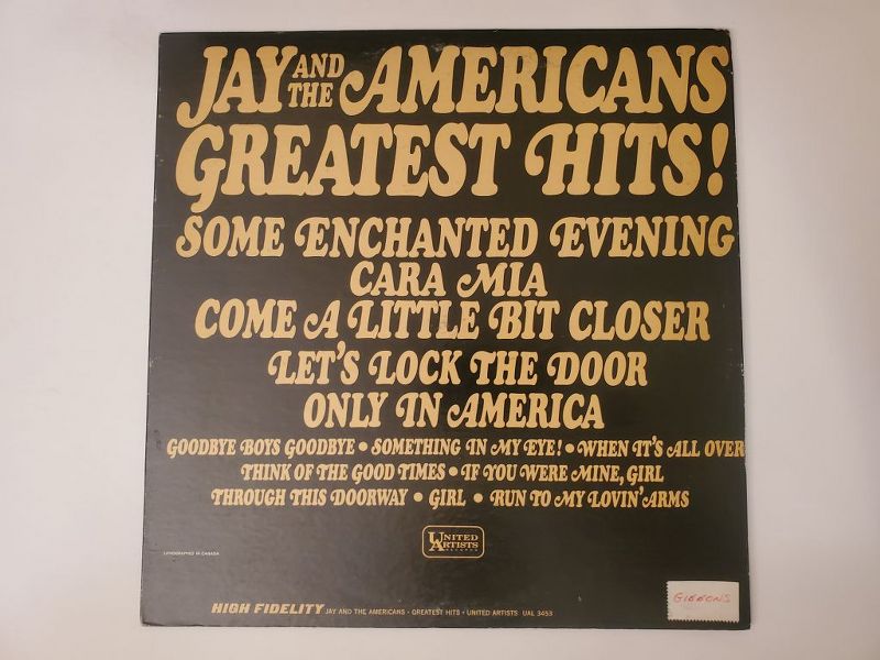 Jay and The Americans Greatest Hits vinyl record